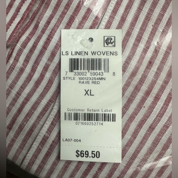 👚 Tasso Elba Striped Red & White Linen Woven Top - Size XL (NWT) 🌟 - Picture 4 of 4